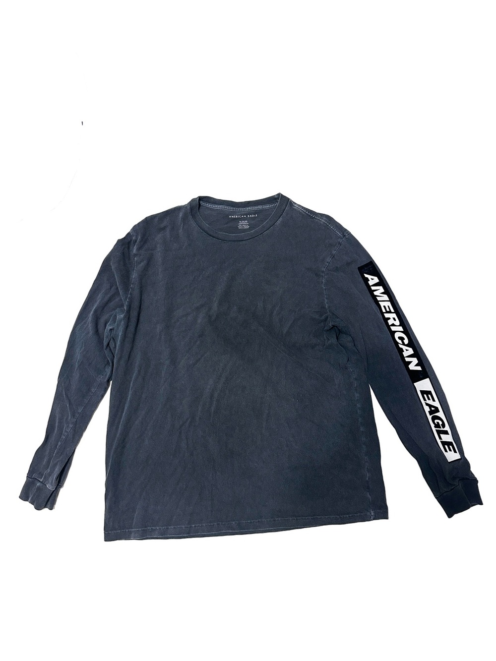 American Eagle Outfitters Black Long-Sleeve Tee with Sleeve Logo
